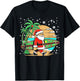 Surf Funny Surfboard Xmas Lights Santa Surfing Christmas T-Shirt - T-Shirt | Black