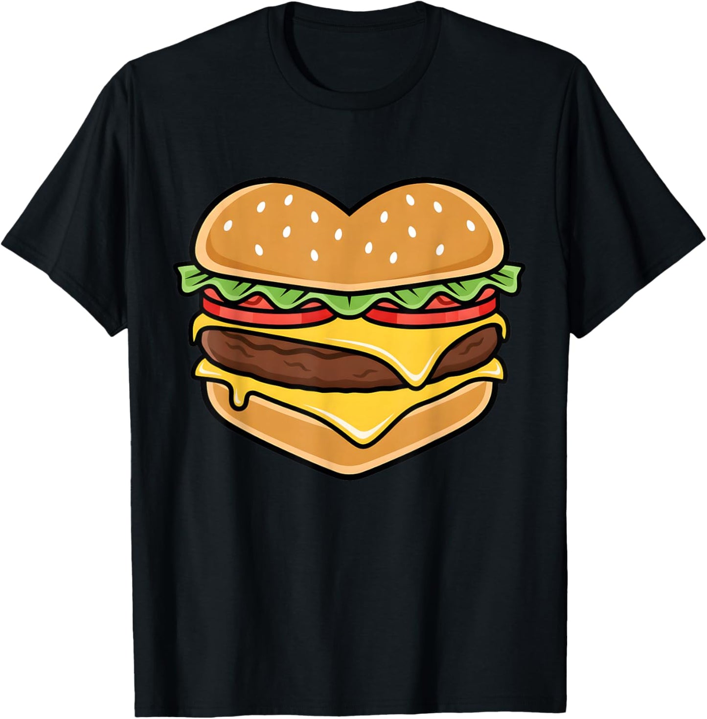 Heart Burger Valentines Funny Cute Women T-Shirt - T-Shirt | Black