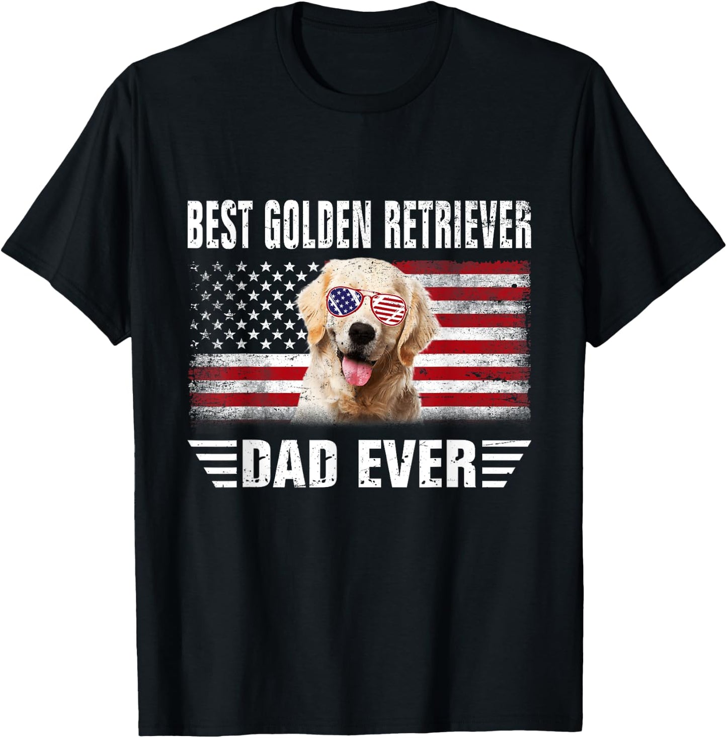 American Flag Best Golden Retriever Dad Ever Dog Dad Men Women Kids T-Shirt - T-Shirt | Black
