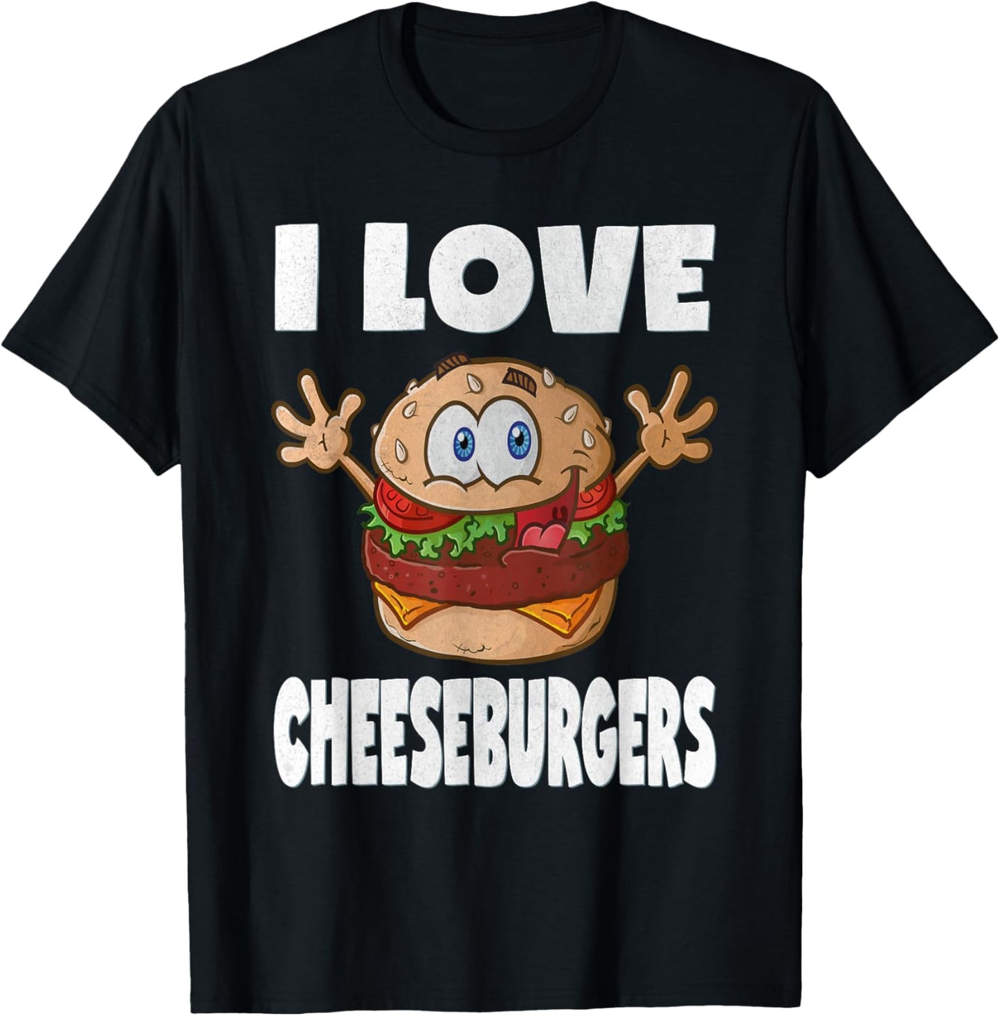 I Love Cheeseburgers Funny Cute Vintage Cheeseburger T-Shirt - T-Shirt | Black