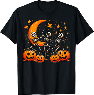 Happy Dancing Skeleton Halloween Pumpkin Women's T-Shirt - T-Shirt | Black