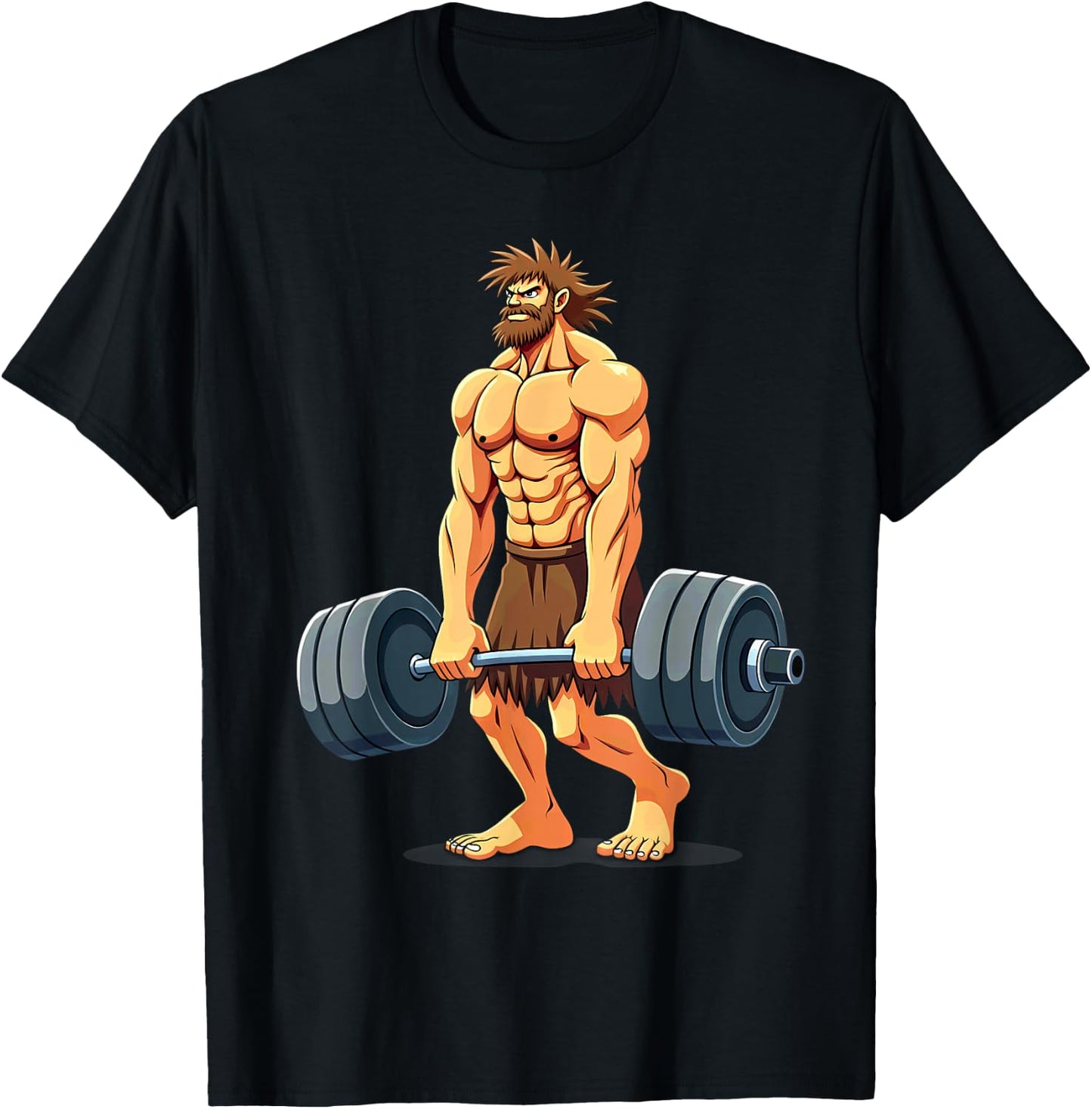 Workout Gym Caveman Deadlift Weightlifting T-Shirt - T-Shirt | Black