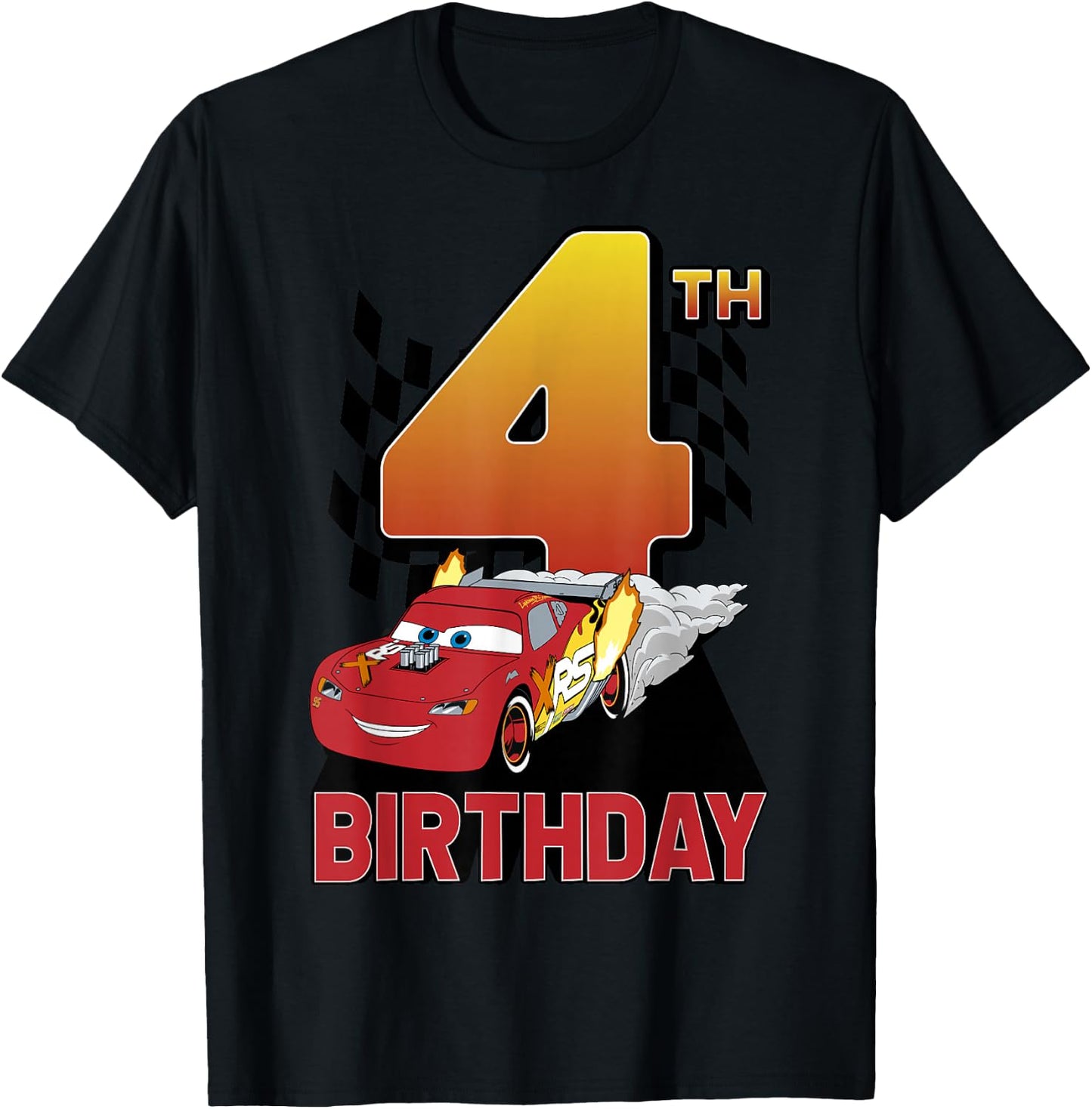 Disney Pixar Cars Lightning McQueen's Fourth Birthday T-Shirt - T-Shirt | Black