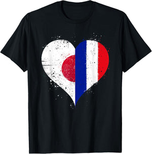 Flag Japan France Great for Proud Japanese French T-Shirt - T-Shirt | Black