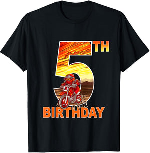 5 Year Old Dirt Bike Birthday Party Motocross MX 5th T-Shirt - T-Shirt | Black