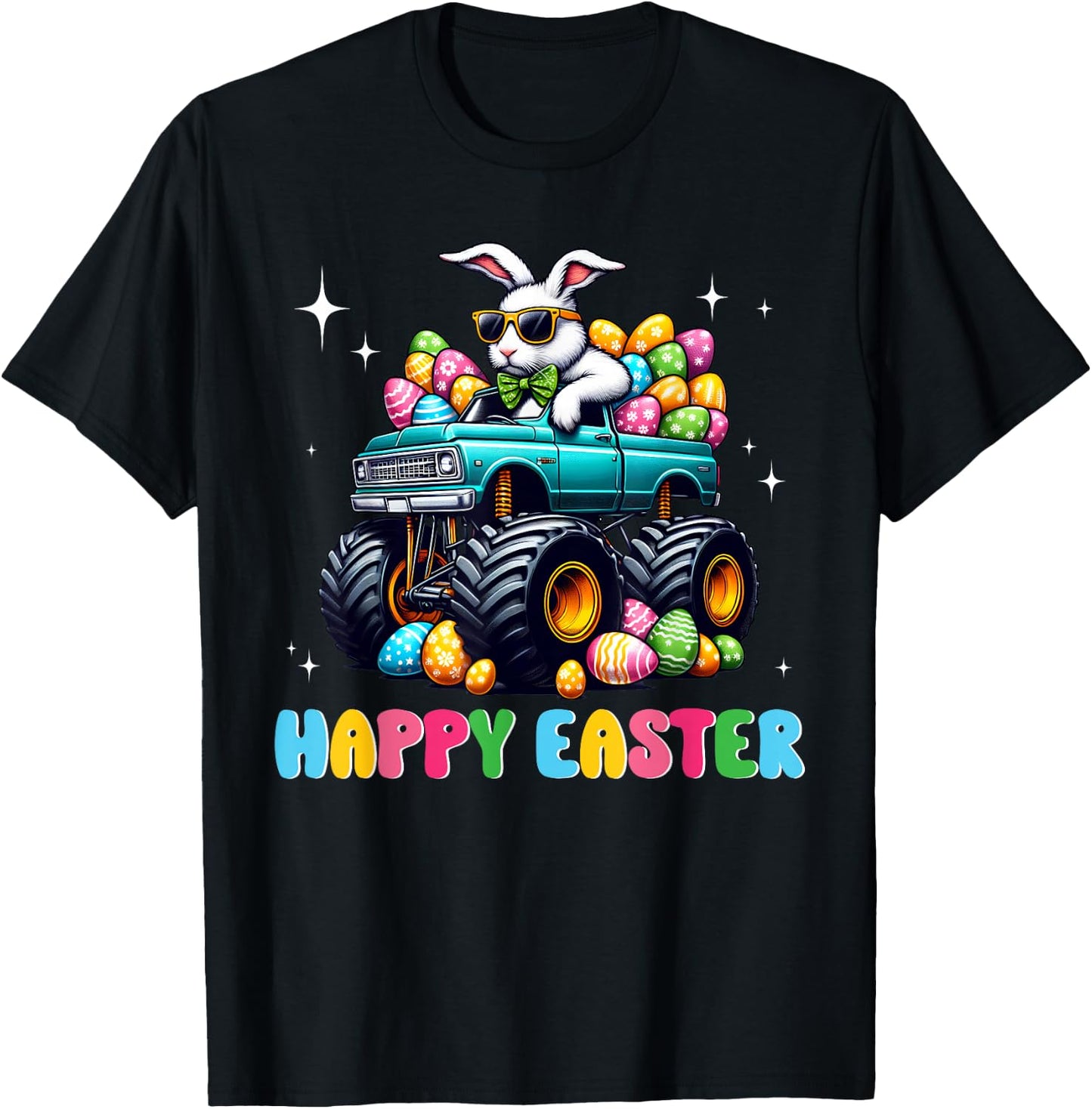 Funny Boys Happy Easter Monster Truck Easter Eggs Toddler T-Shirt - T-Shirt | Black