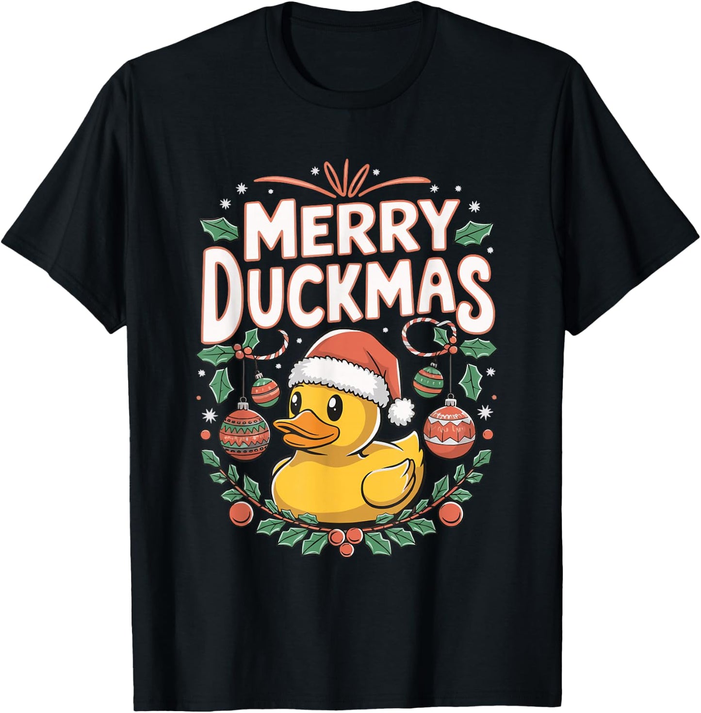 Merry Duckmas Christmas Rubber Duck T-Shirt - T-Shirt | Black