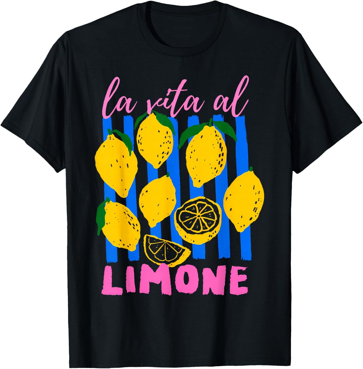 La Vita al Limone Funny Italian Lemon Fruit Summer Aesthetic T-Shirt - T-Shirt | Black