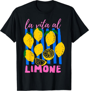 La Vita al Limone Funny Italian Lemon Fruit Summer Aesthetic T-Shirt - T-Shirt | Black