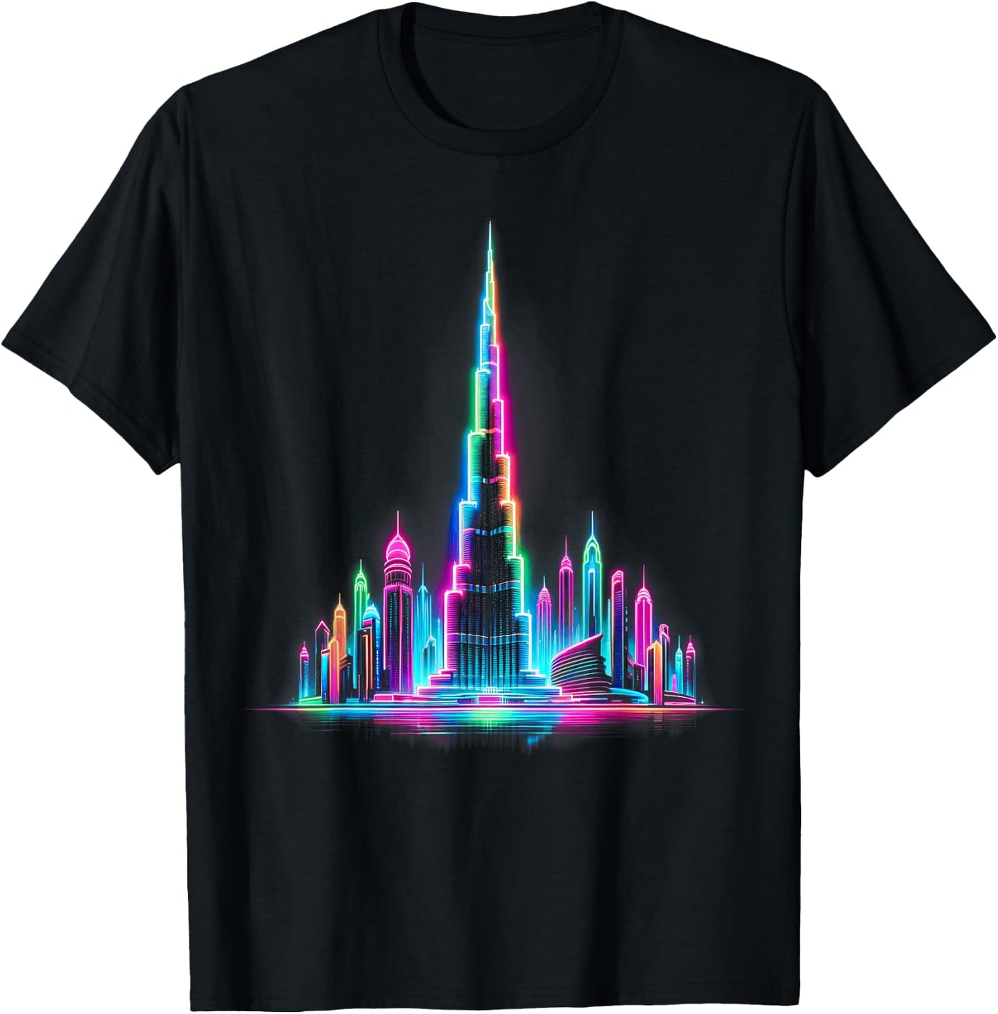 Bright Burj Khalifa Elegance – Buntes Dubai T-Shirt - T-Shirt | Black