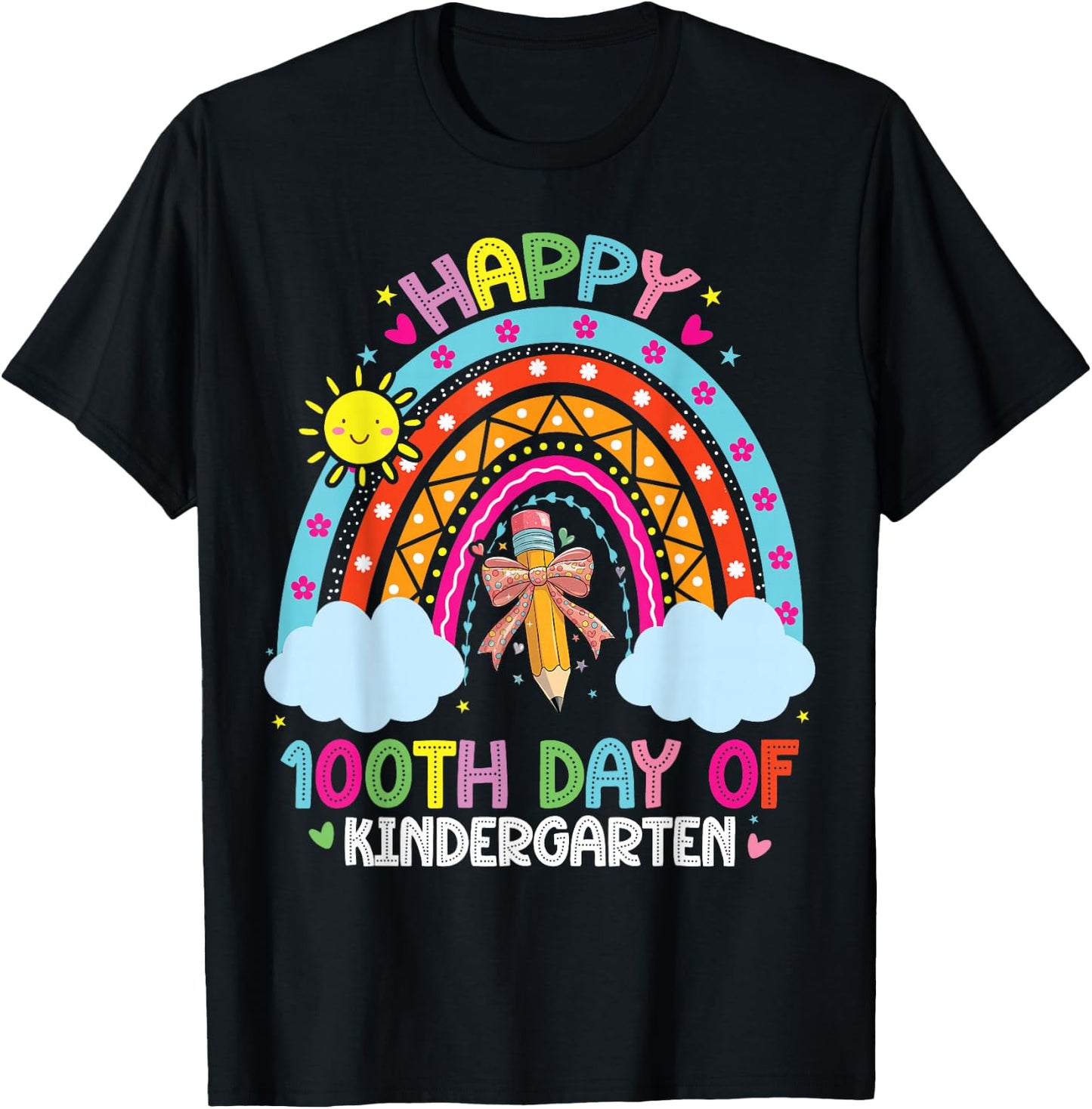100th Day Of Kindergarten Funny 100 Days Of School Teacher T-Shirt - T-Shirt | Black