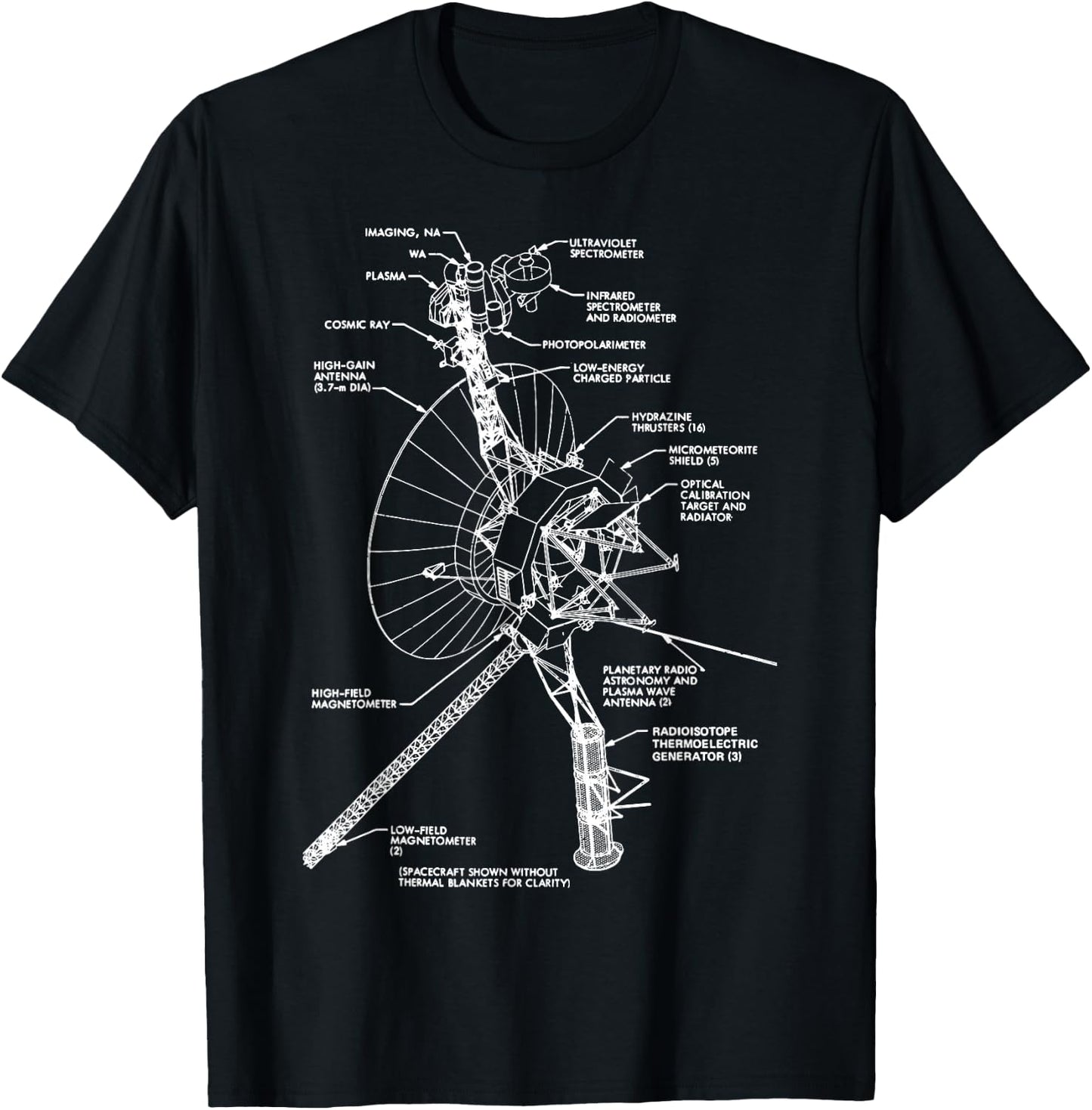Space Satellite Antenna Diagram Chart Blueprint Retro Gift T-Shirt - T-Shirt | Black