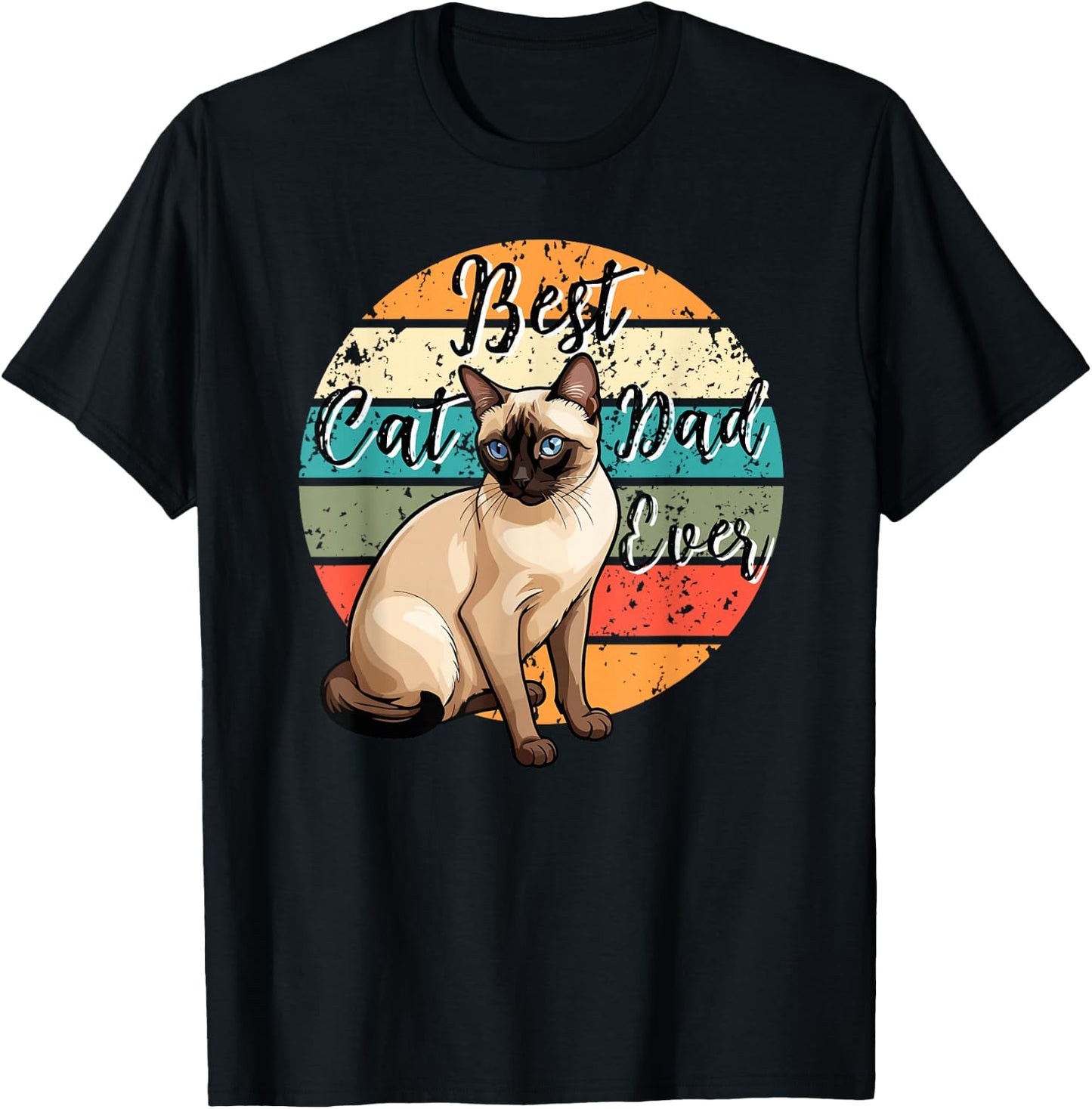 Best Cat Dad Ever Siamese Dad Siamese Cat Owner T-Shirt - T-Shirt | Black