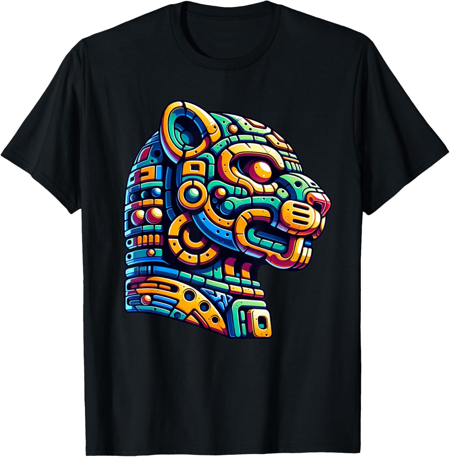 Aztec Symbol Of Strength Mayan Jaguar And Mexican Mythology T-Shirt - T-Shirt | Black
