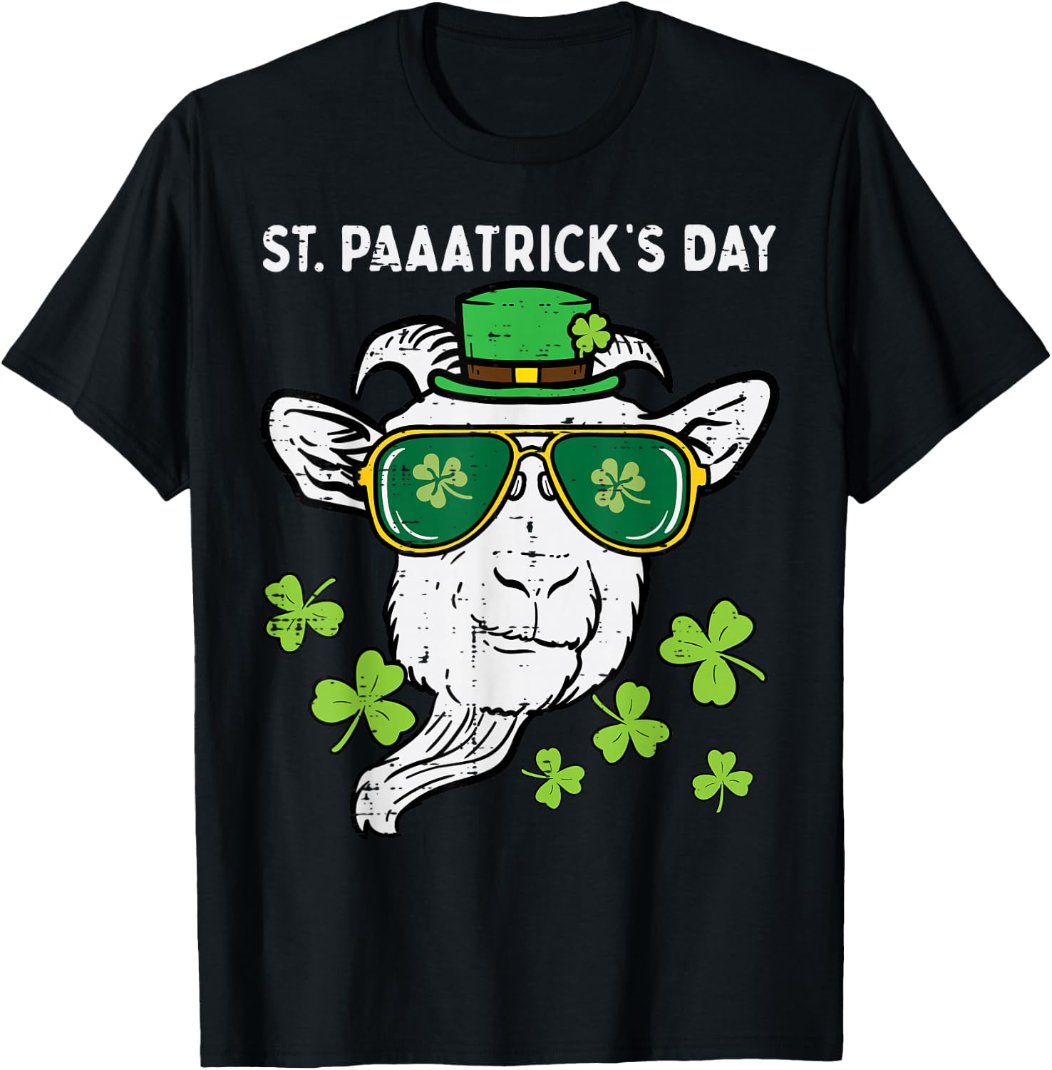 St Patricks Day Goat Head Saint Pattys Farmer Men Women Kids T-Shirt - T-Shirt | Black