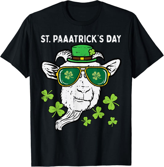 St Patricks Day Goat Head Saint Pattys Farmer Men Women Kids T-Shirt - T-Shirt | Black