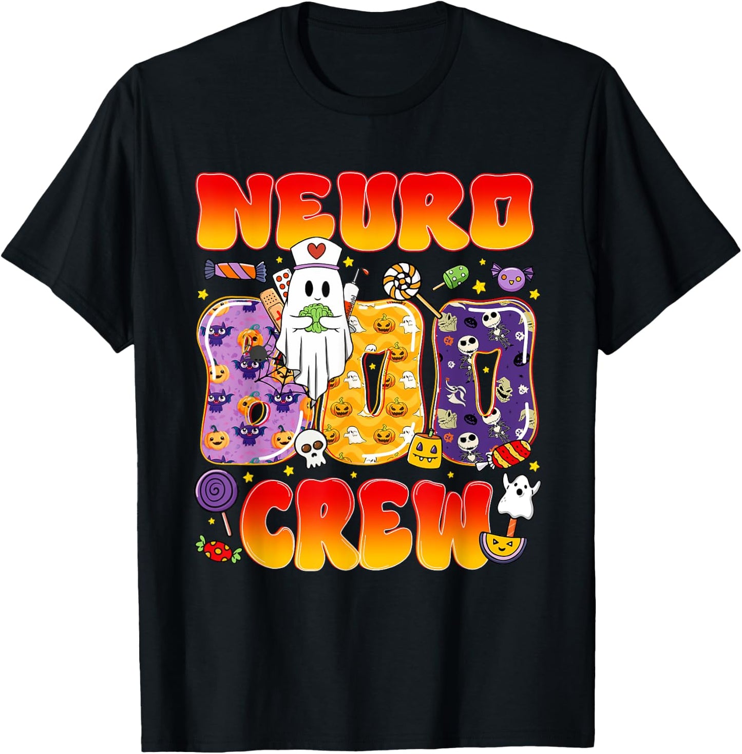 Neuro Boo Crew Neuro Nurse Funny Halloween T-Shirt - T-Shirt | Black