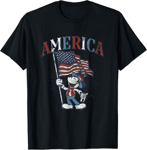 Disney Mickey Mouse with American Flag USA Fourth of July T-Shirt - T-Shirt | Black
