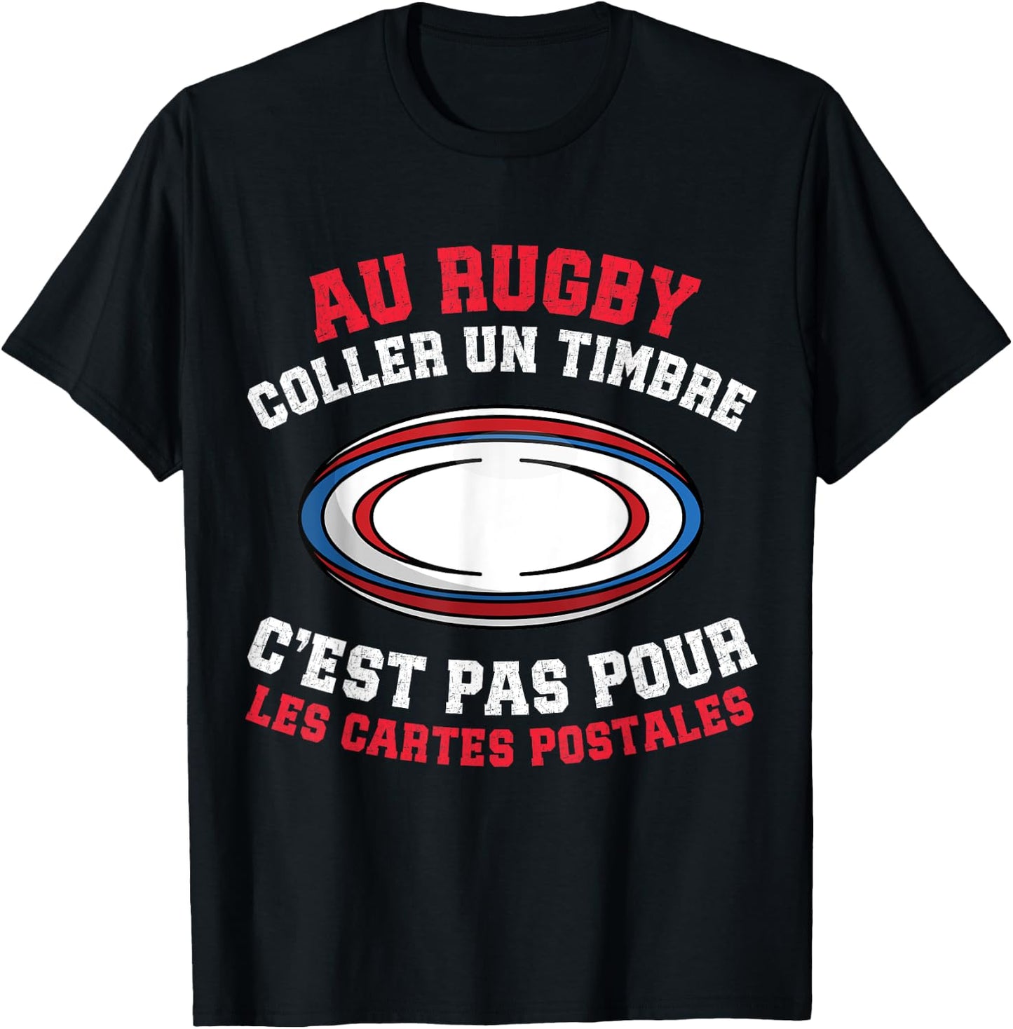 At Rugby Paste A Stamp No Postcard Rugby Player , Black, S T-Shirt - T-Shirt | Black