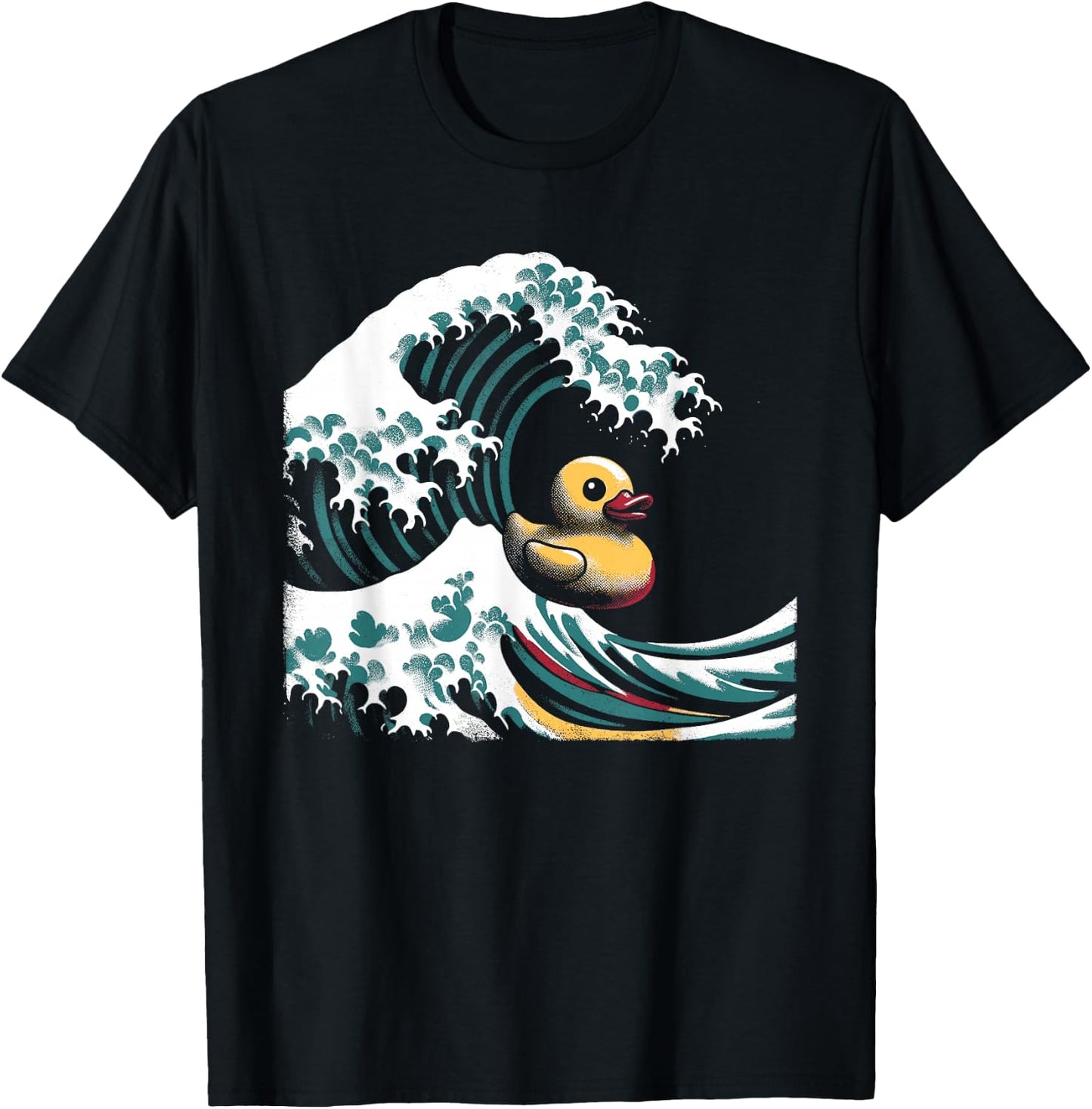 Rubber Duck Great Wave - Retro Kanagawa Wave Duck Lover T-Shirt - T-Shirt | Black