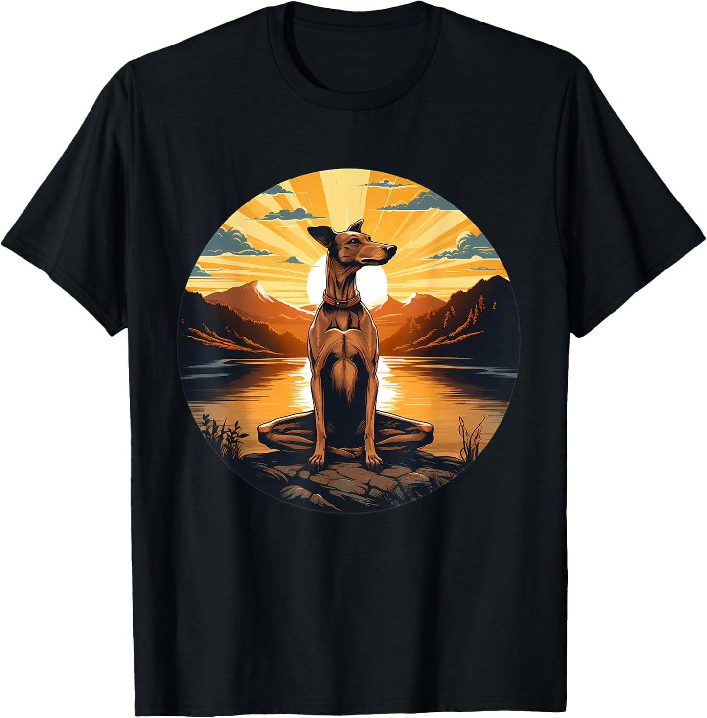 Greyhound Dog Meditation Yoga Men Women Girls Kids T-Shirt - T-Shirt | Black