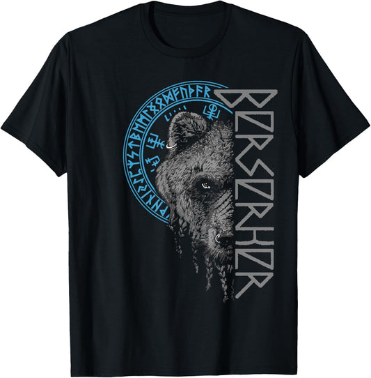 Berserker Bear Warrior Odin Runes Nordic Compass Viking , black T-Shirt - T-Shirt | Black