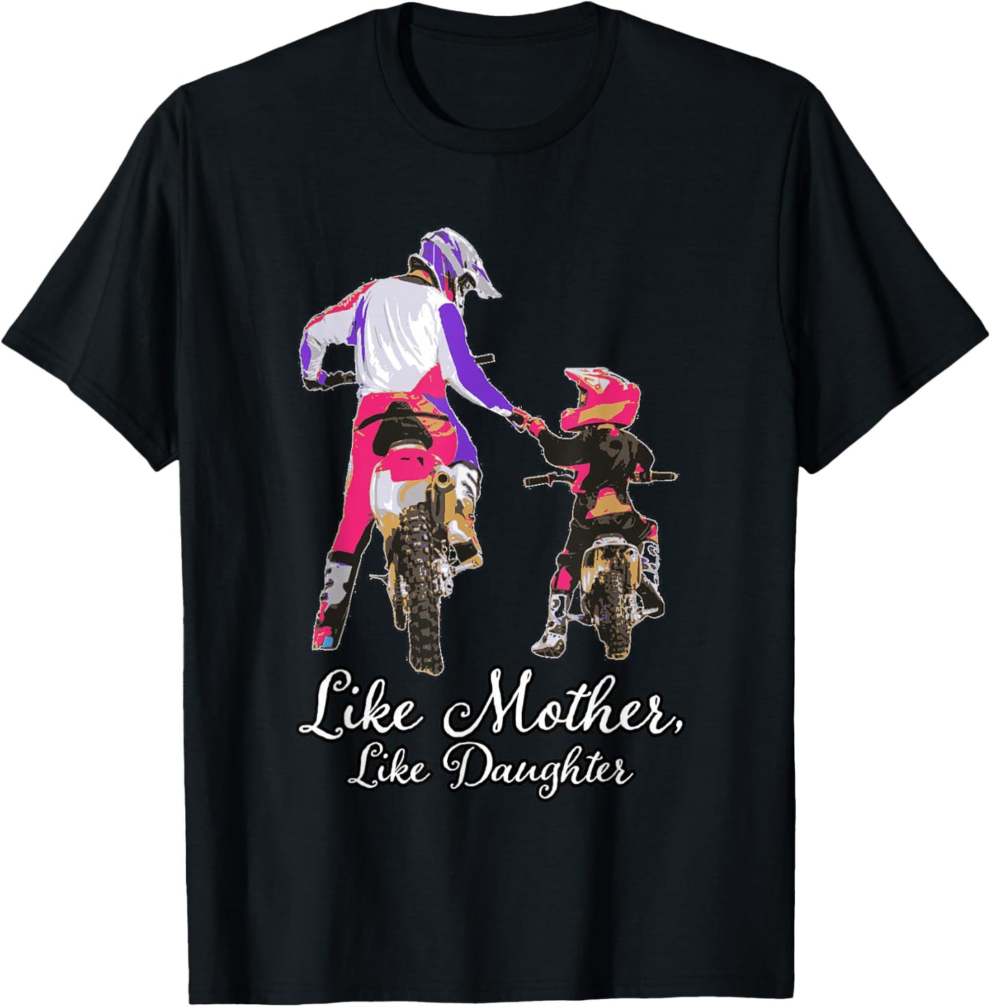 Like mother and daughter, dirt bike, motocross off-roading T-Shirt - T-Shirt | Black