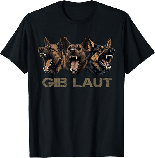 Gib Laut Working Dog Malinois German Shepherd Dog Bite Bark T-Shirt - T-Shirt | Black