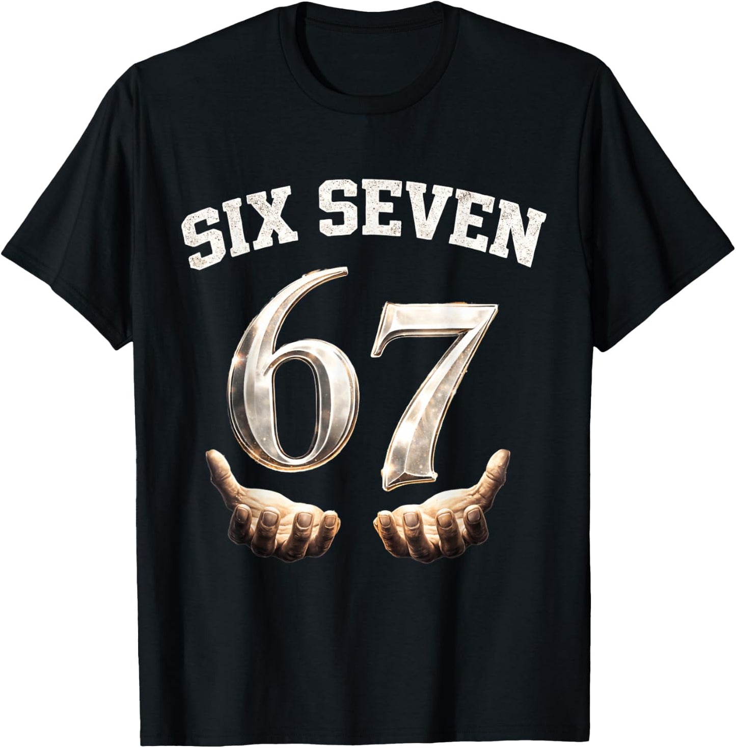 Six Seven 67 Meme Lustiges Zahlen Design Für Kinder Teenager T-Shirt - T-Shirt | Black