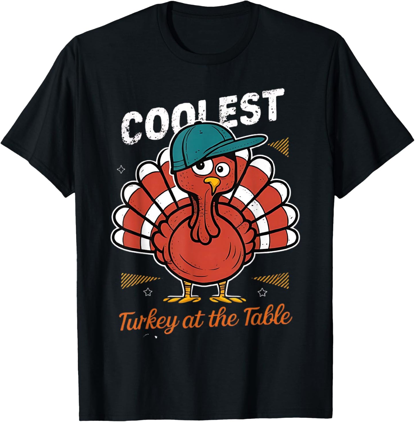 Thanksgiving Coolest Turkey At Table Boys Kids Toddler Youth T-Shirt - T-Shirt | Black