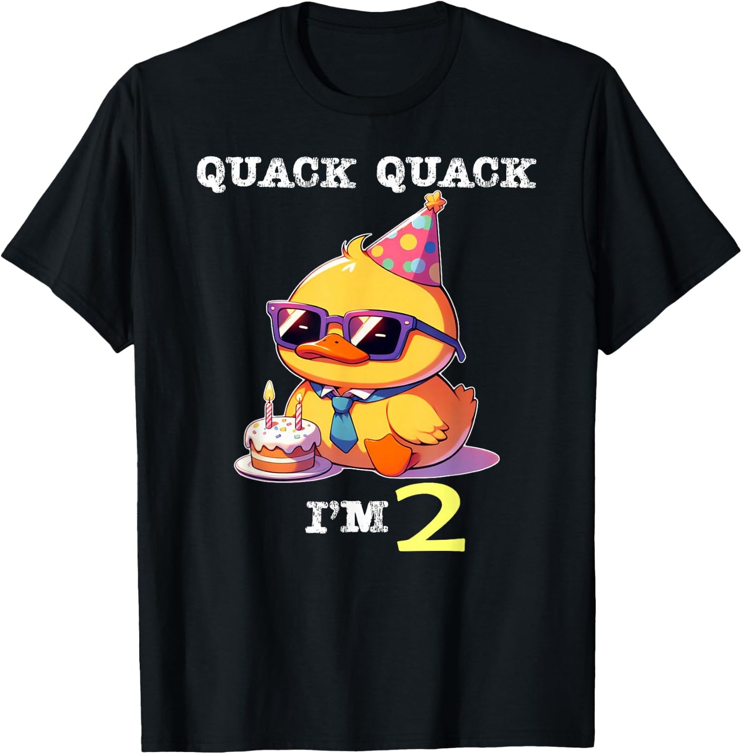 Kids 2nd Birthday Quack Im 2 Cute Duck Toddler Boy Girl T-Shirt - T-Shirt | Black