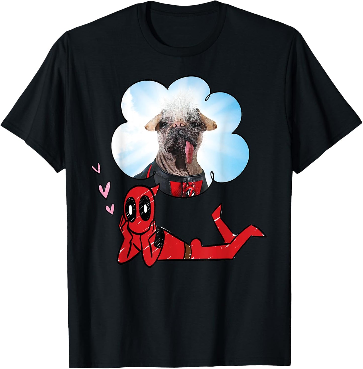 Marvel Deadpool & Wolverine Dreaming of Dogpool Doodle , Black, S T-Shirt - T-Shirt | Black