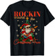 Rocking Around The Christmas Tree Santa Rock and Roll Guitar T-Shirt - T-Shirt | Black