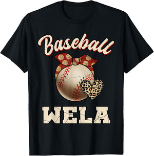 Baseball Wela Bandana Leopard Heart Fans Mother's Day T-Shirt - T-Shirt | Black