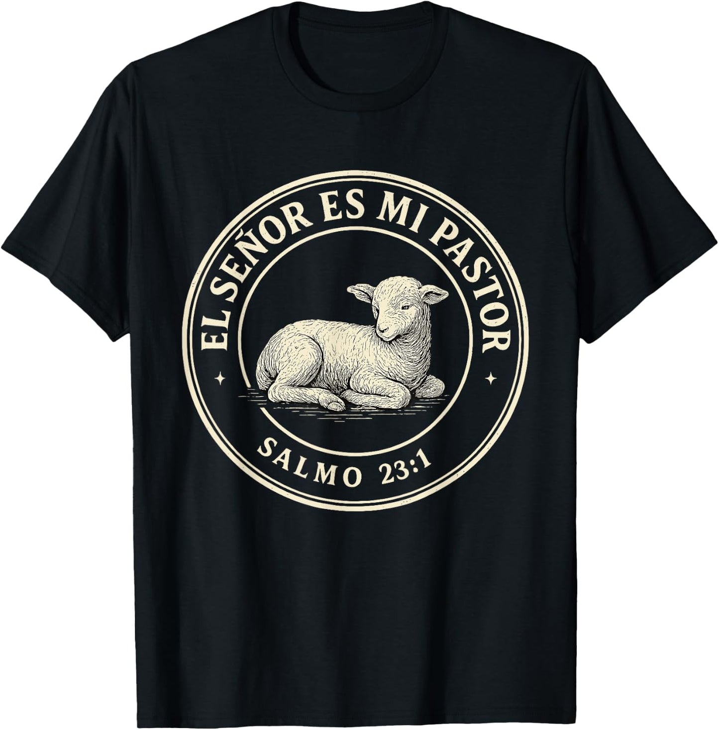El Señor ES Mi Pastor Circle Psalm 23:1 Spanish Bible Verse T-Shirt - T-Shirt | Black