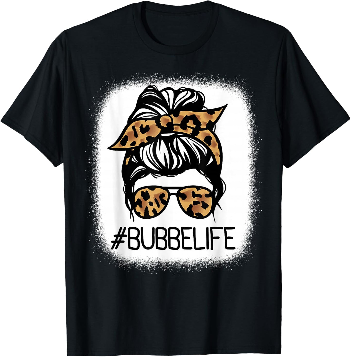 BUBBE Leopard Messy Bun Mother's Day for Grandmothers T-Shirt - T-Shirt | Black