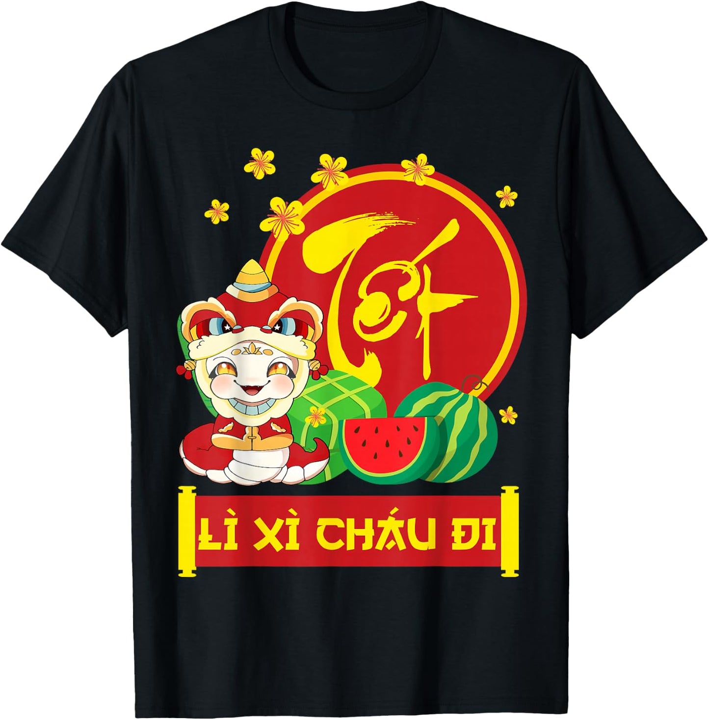 Vietnamese New Year Decorations Tet 2025 Year Of The Snake T-Shirt - T-Shirt | Black