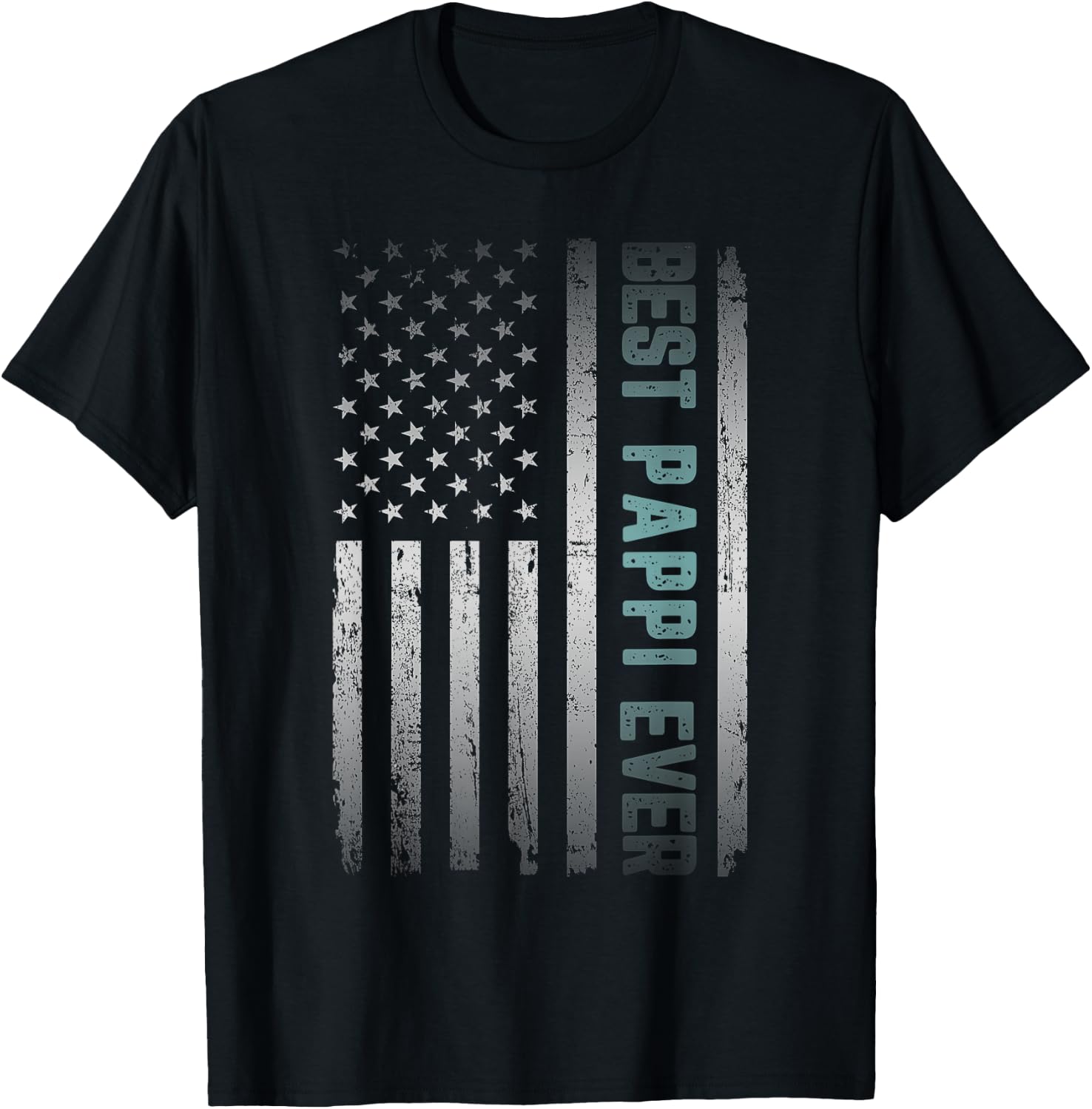 Best PAPPI Ever With US American Flag Father's Day T-Shirt - T-Shirt | Black