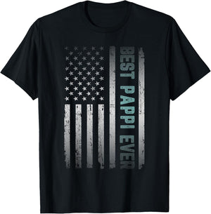 Best PAPPI Ever With US American Flag Father's Day T-Shirt - T-Shirt | Black