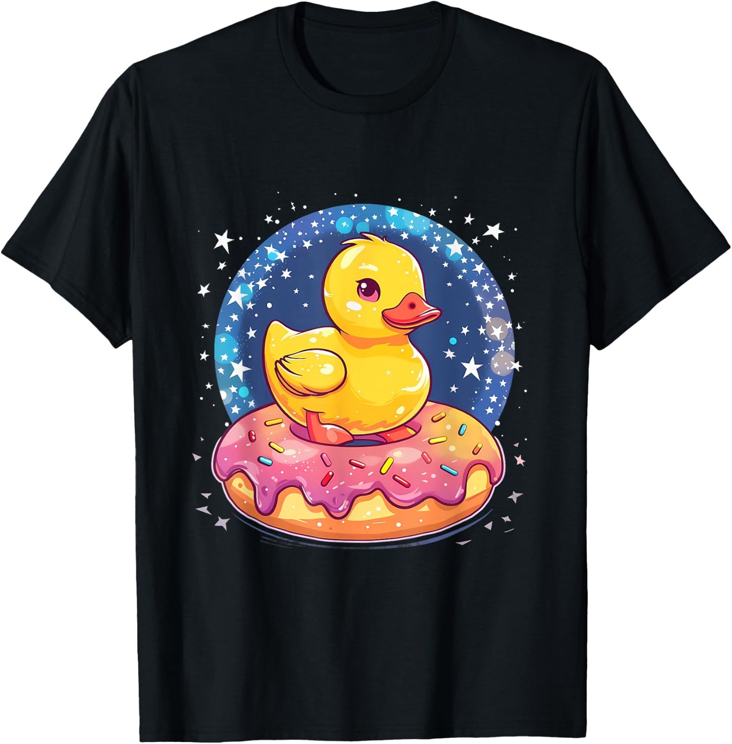 Rubber Duck Donut Watercolor Rubber Duckling Duck Lover T-Shirt - T-Shirt | Black