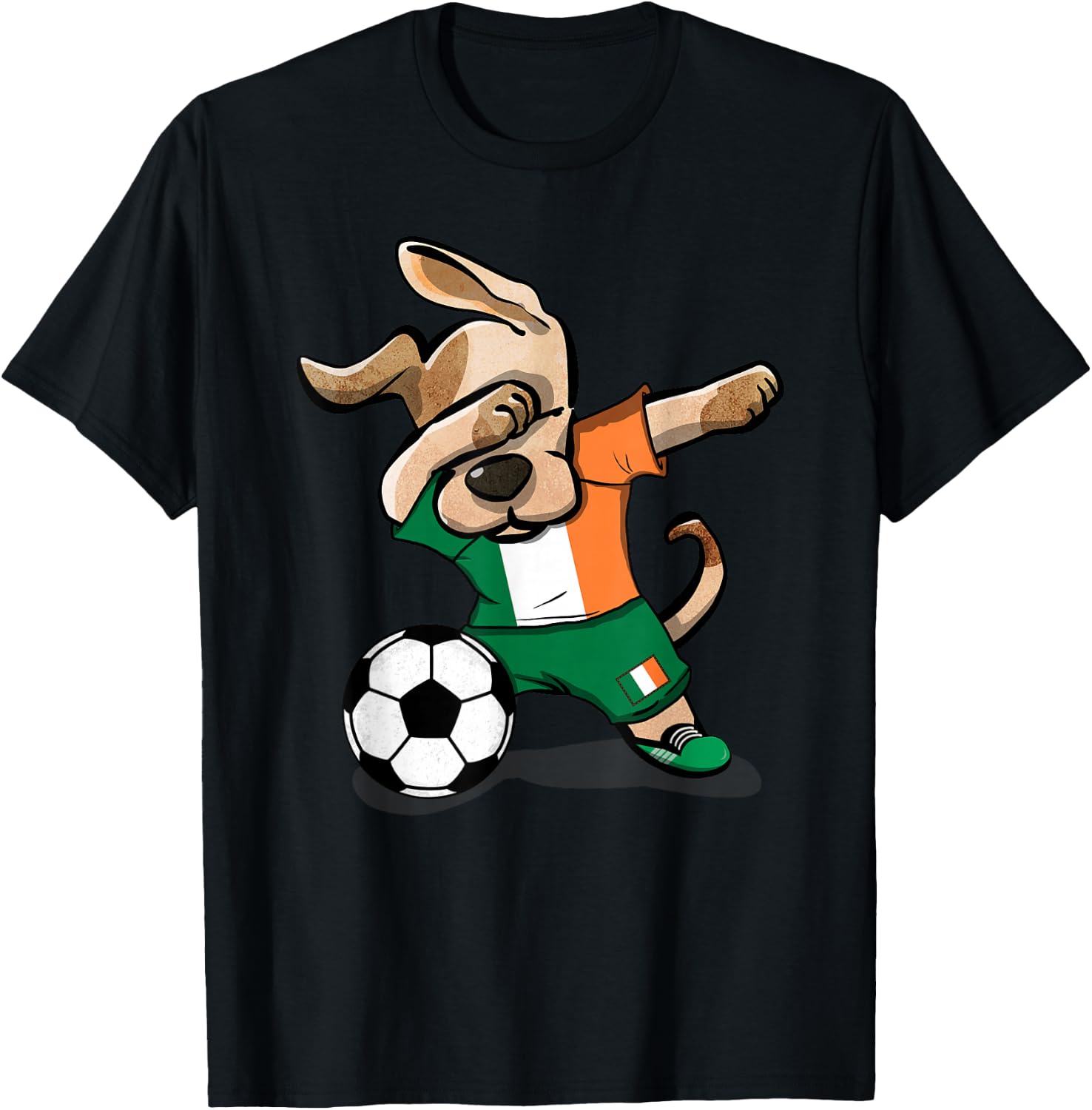 Funny Dabbing Dog Ireland Soccer Jersey Funny Irish Football T-Shirt - T-Shirt | Black