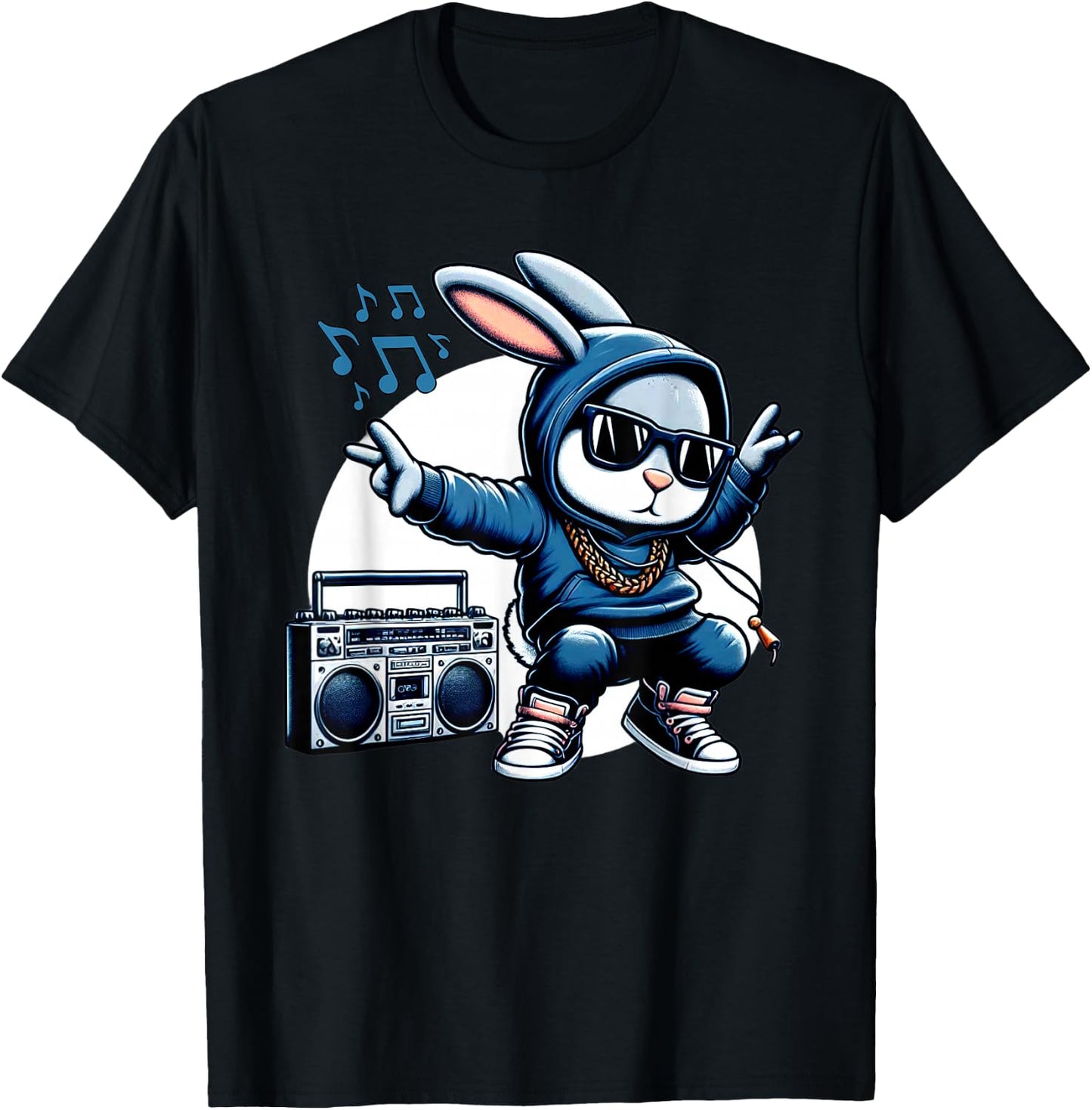 Thug Bunny Gangster Rabbit Break Dancing 80's Dance Rabbit T-Shirt - T-Shirt | Black