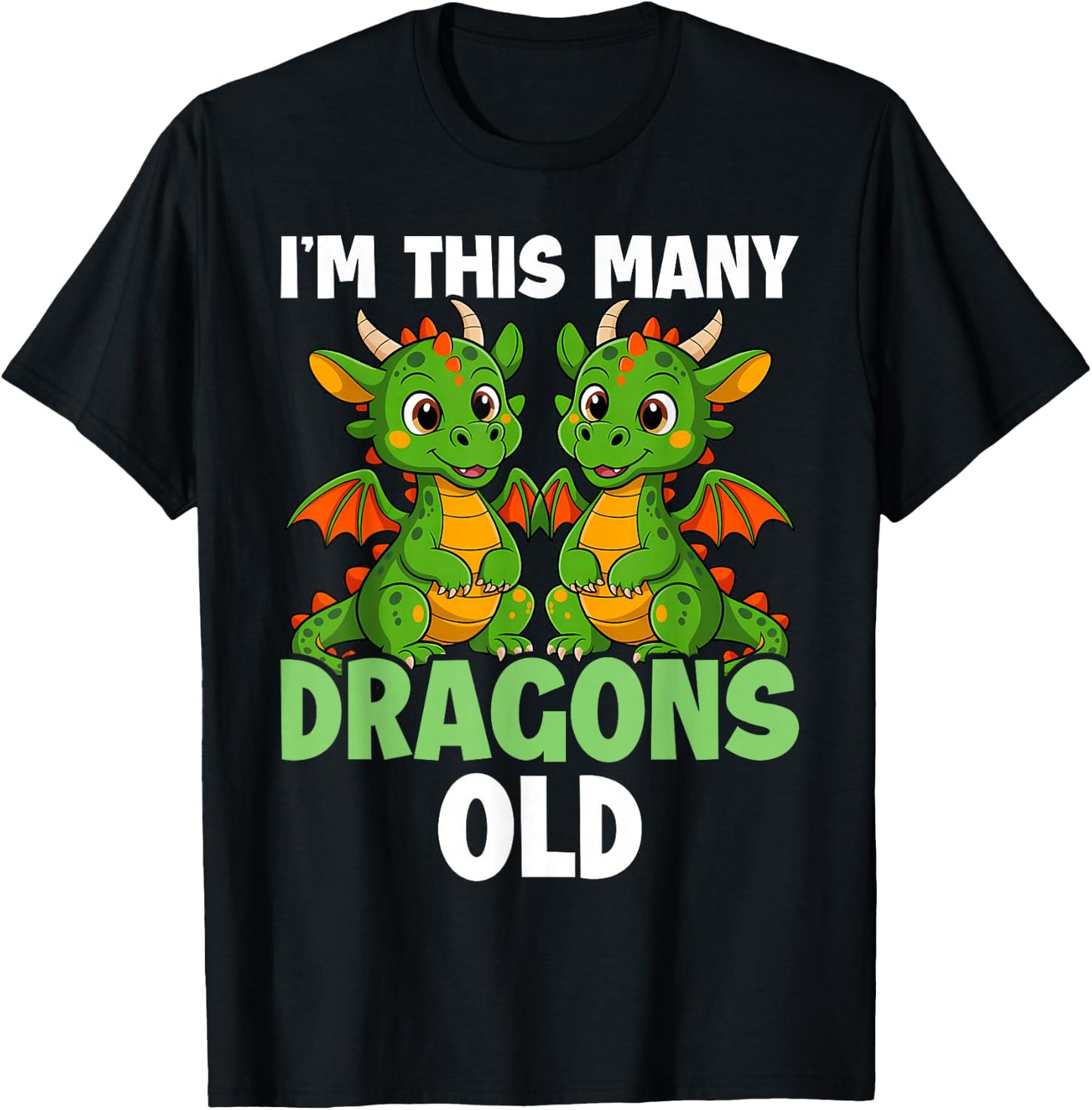 I'm This Many Dragons Old - 2nd Birthday 2 Years Old Bday T-Shirt - T-Shirt | Black