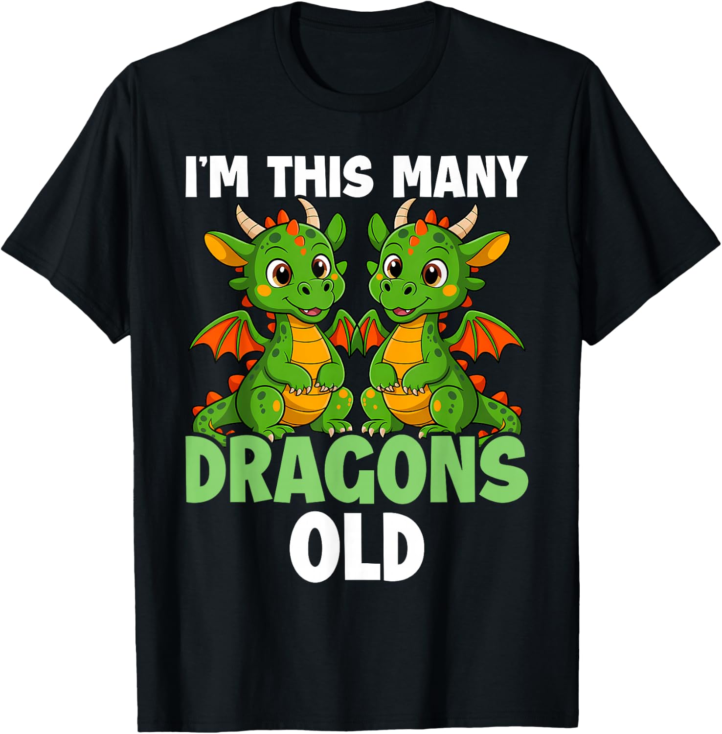 I'm This Many Dragons Old - 2nd Birthday 2 Years Old Bday T-Shirt - T-Shirt | Black