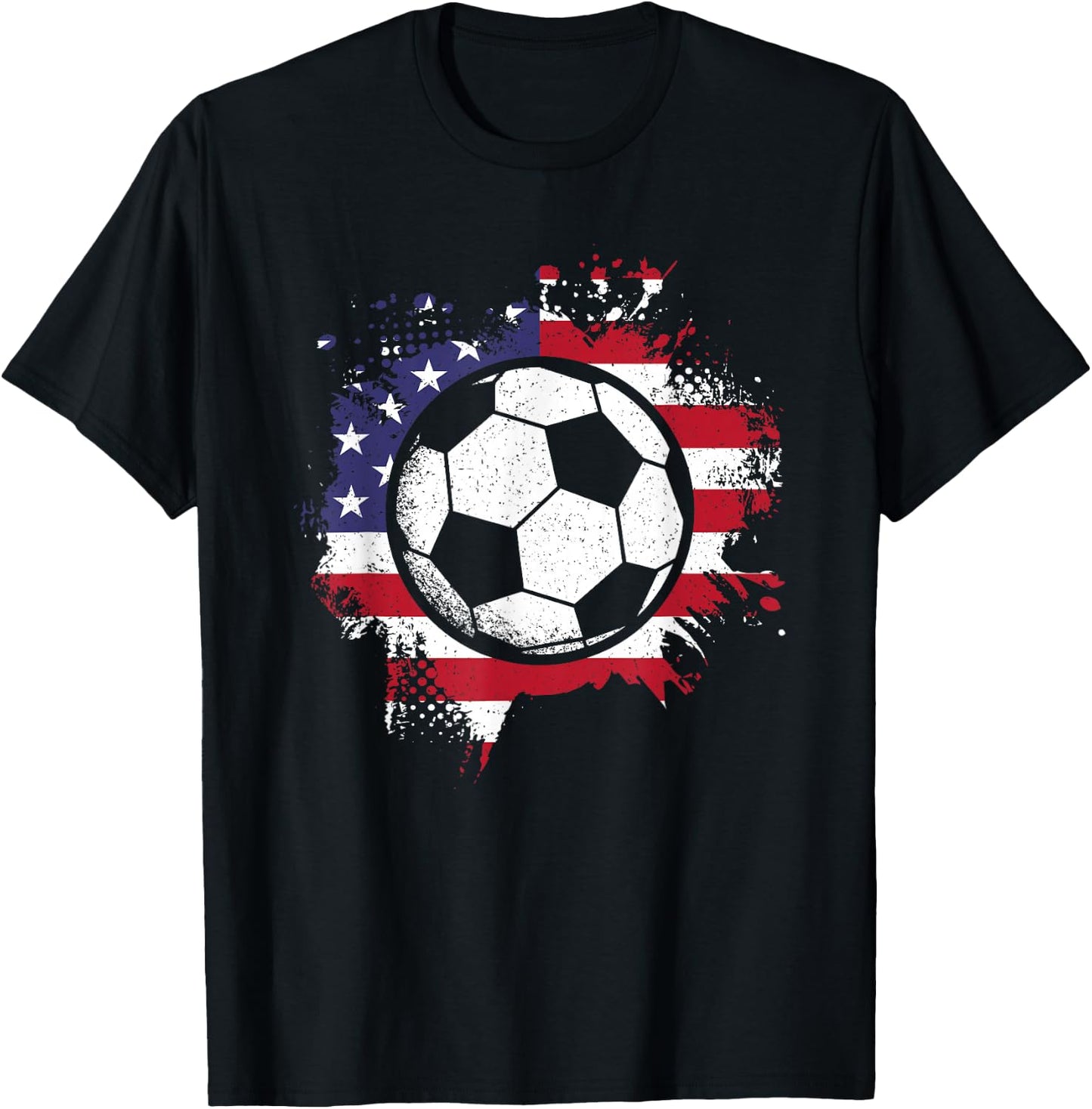 American Flag Soccer Ball Soccer Player Men Women Kids T-Shirt - T-Shirt | Black