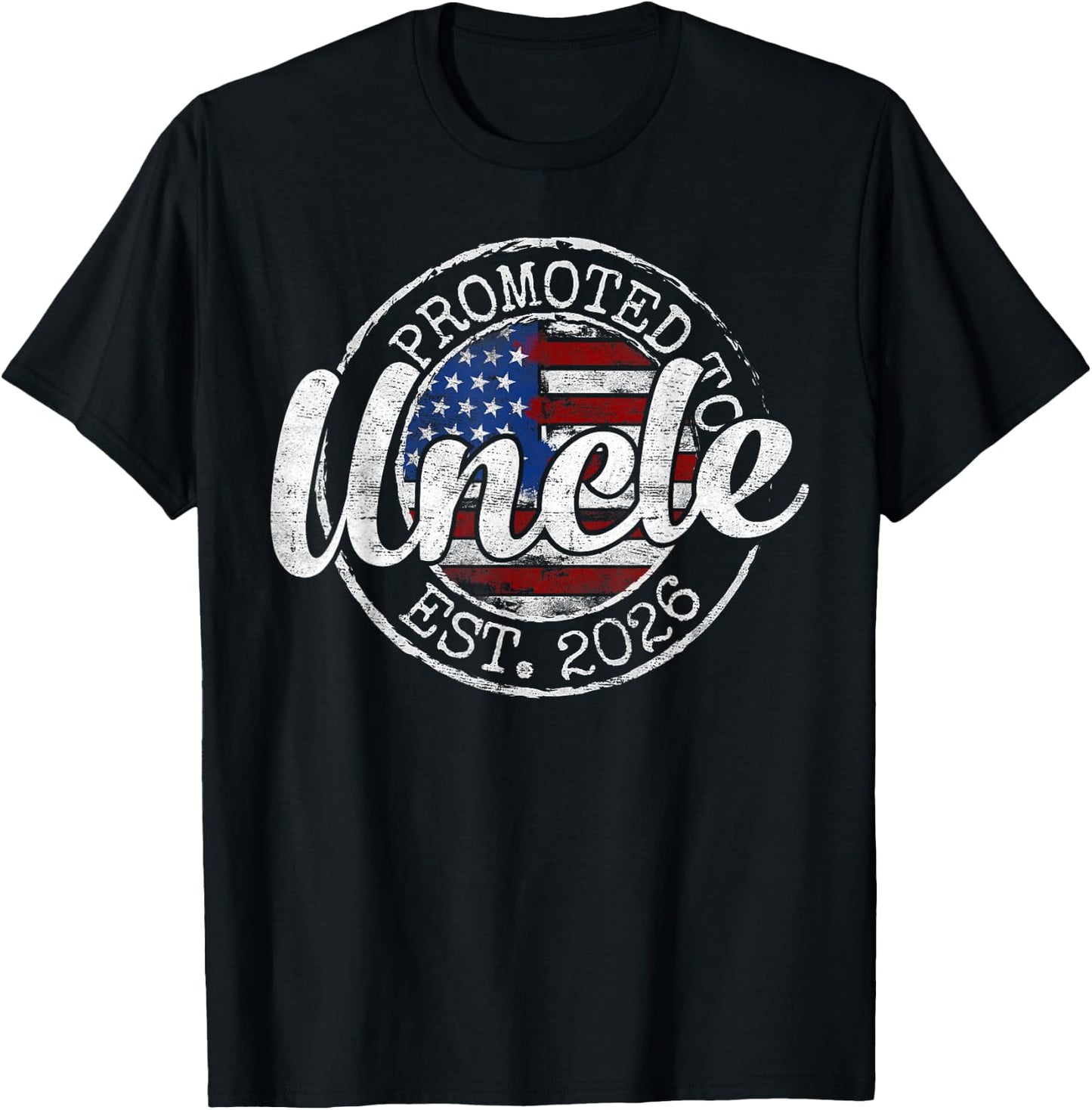 Promoted to Uncle Est 2026 Stamp First Time Uncle to Be T-Shirt - T-Shirt | Black