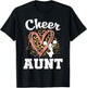 Cheer Aunt Leopard Heart Cheerleader Matching Family T-Shirt - T-Shirt | Black