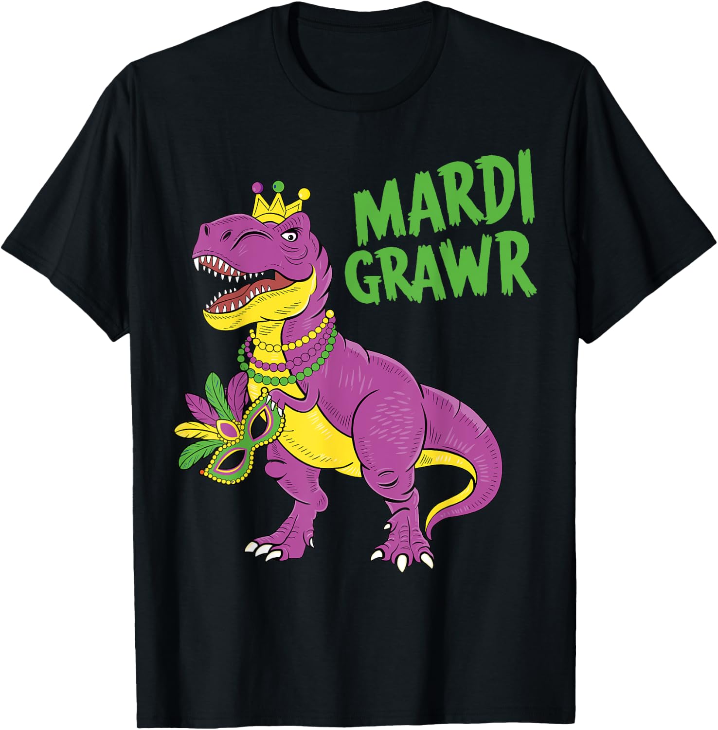 Mardi gras dinosaur t-rex mardi grawr for kids toddler T-Shirt - T-Shirt | Black