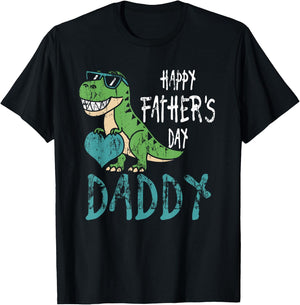 Father's Day for Kids Toddler Dino Happy Fathers Day Daddy T-Shirt - T-Shirt | Black
