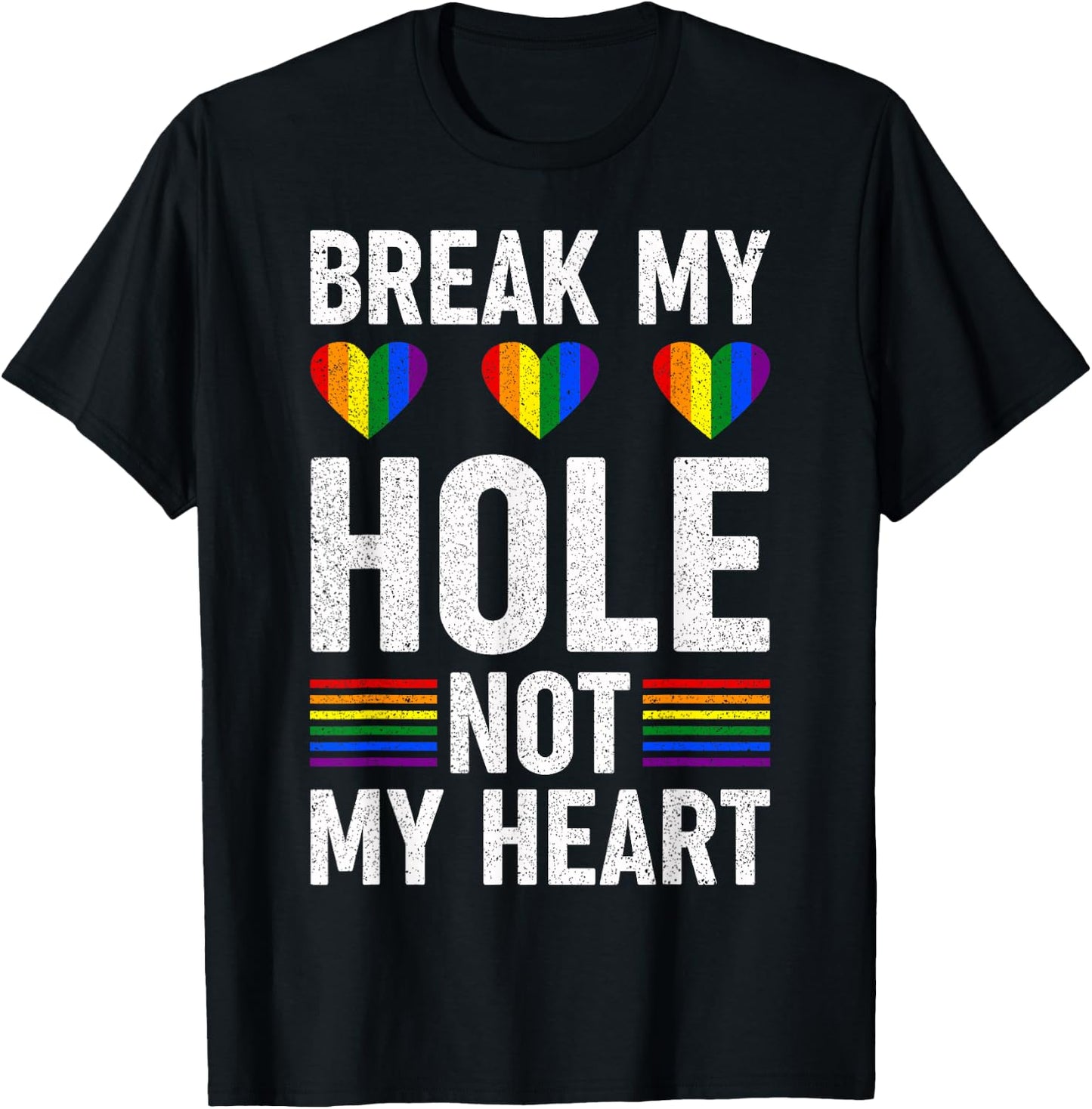 Funny Gay - Break my Hole not my Heart T-Shirt - T-Shirt | Black